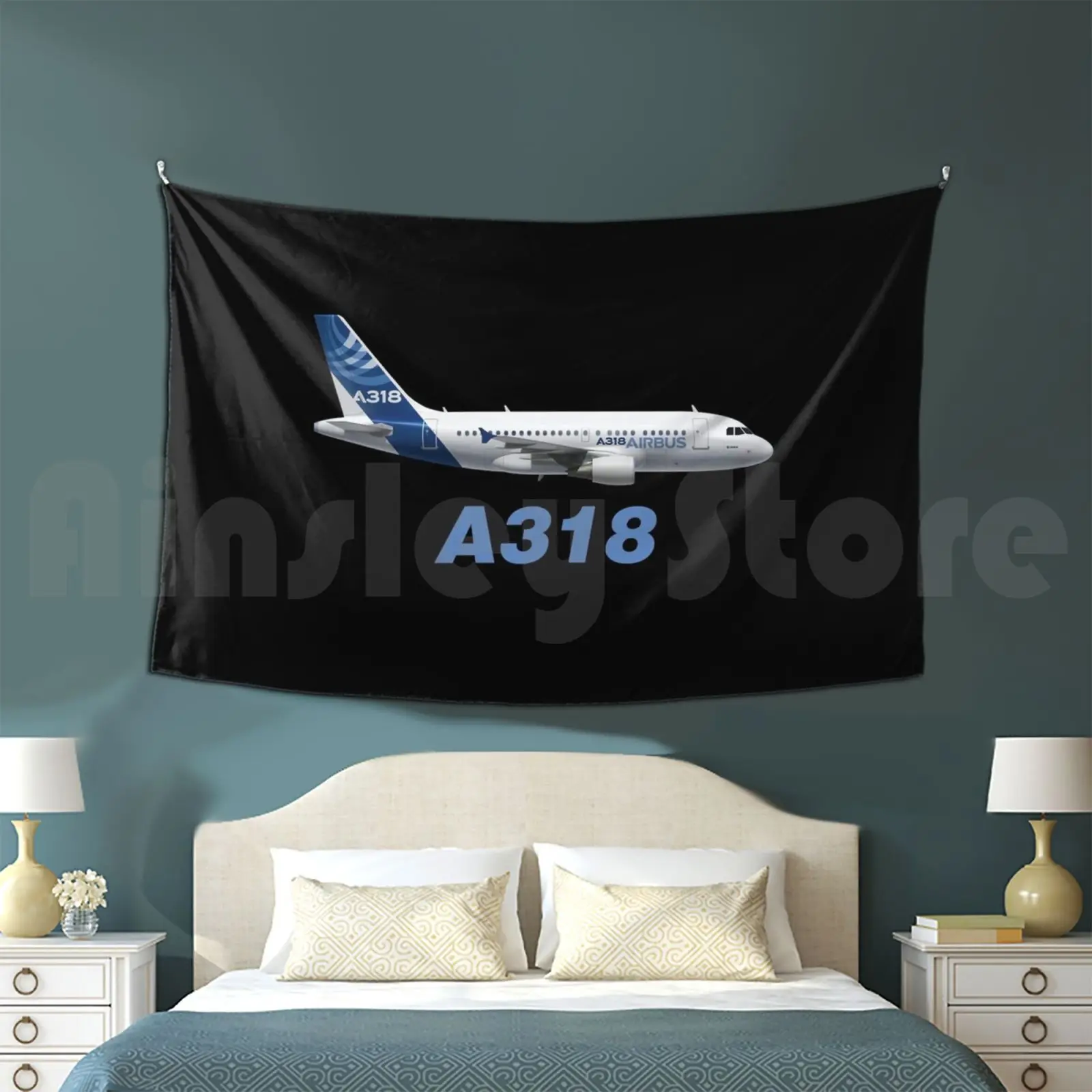 Airbus A318 Tapestry Living Room Bedroom 349 Aviation Pilot Airplane Plane Flying Flight Fly Avgeek