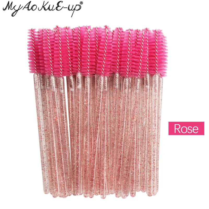 Neue Kristall Wimpern 150 Stück Diamant Griff Pinsel Mascara Zauberstäbe Applikator Kosmetik bürste Einweg Make-up Pinsel Werkzeuge – Detail 11