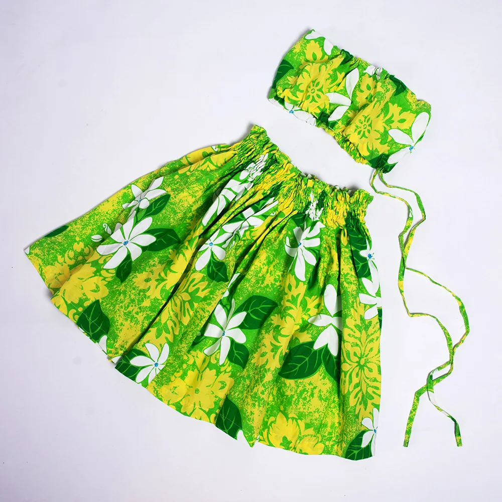 Free Shipping HS00020 10Pcs/lot Green Hula Pa\'u Set Skirt For Chlid Pretty Girl Party Decoration Fashion Dress Wholesale