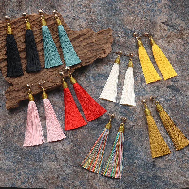 BTWGL New Hot Bohemia Women\'s Long Tassel Earrings European Exaggerated Boho Vintage Pendant Earrings Women\'s Jewelry