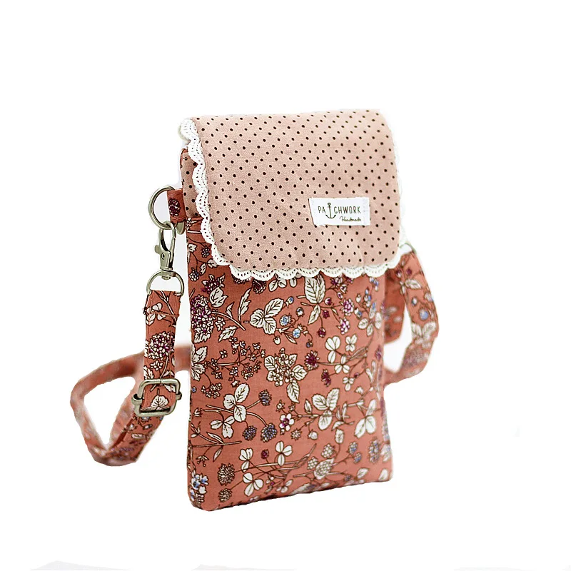 Sac à bandoulière en coton fleuri pour femme, mini sac à main pour femme, sac pour gril, petit sac à main pour téléphone, portefeuille en poudre pour fille, 2024