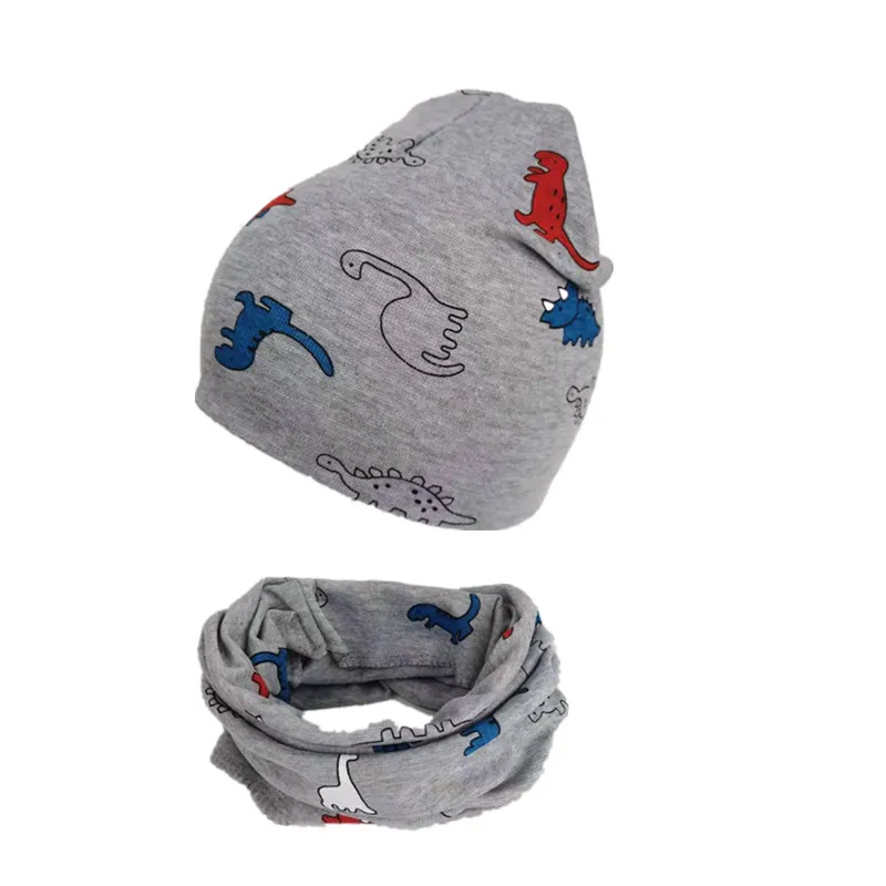 Czapka dziecięca jesienno-zimowa dinozaur niemowlę małe dziewczynki chłopcy czapka dziecięca czapka bonnet Collar zestaw szalików fotografia rekwizyty