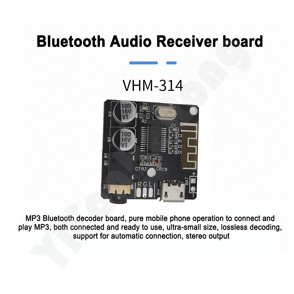 Bluetooth-comaptible 5.0 placa de receptor de áudio VHM-314 mp3 lossless decodificador placa módulo de música estéreo para alto-falante do carro