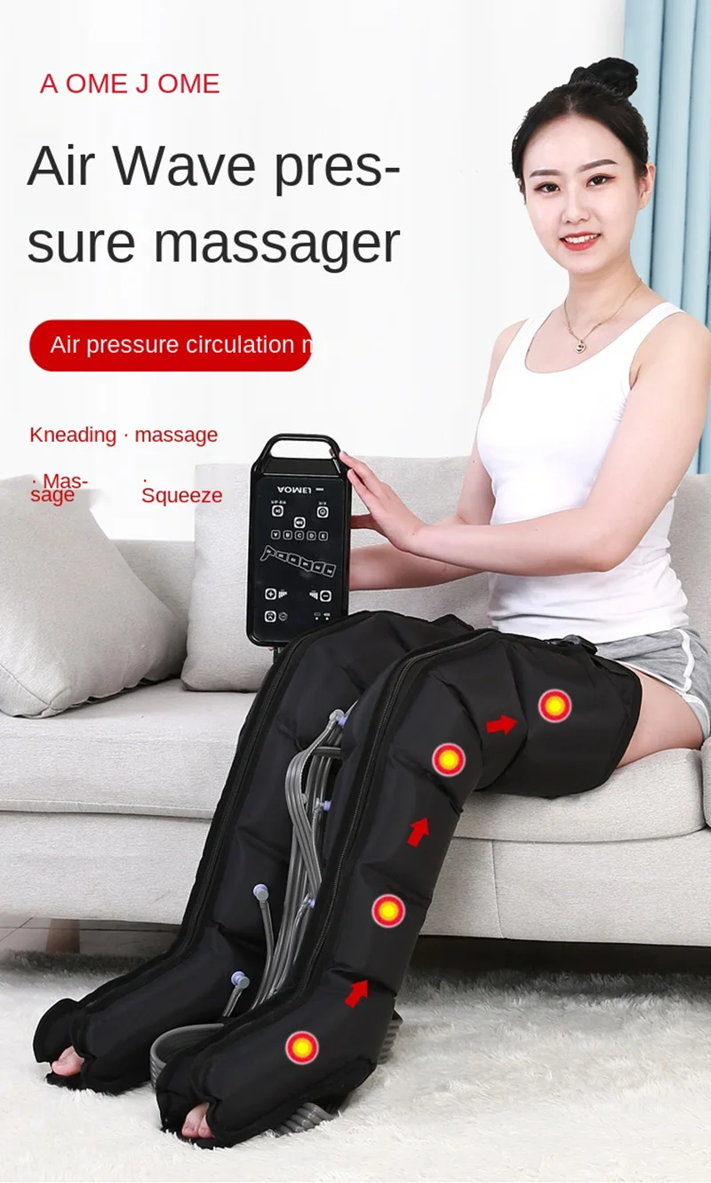 6 Chambers Air Compression Leg Massager Rechargerable Controller Blood Circulation Air Pump Wrap for Body Muscle Relax Sleeve