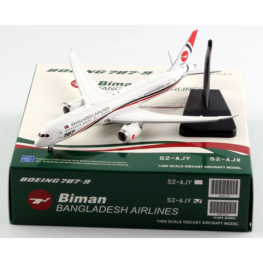 

1:400 Alloy Collectible Plane JC Wings XX4258A Biman Bangladesh Airlines Dreamliner B787-9 Diecast Jet Model S2-AJY Flaps Down