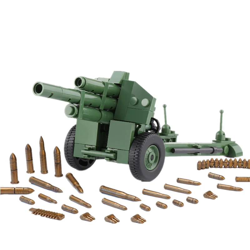 Bloques de construcción de armas militares soviética de la segunda guerra mundial, cañón de 122mm, 85mm, piezas de carcasa de pistola antitanque, juguetes de ensamblaje de modelos C218