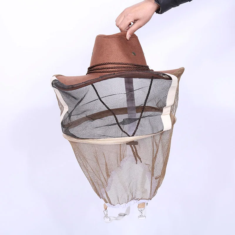 

Professional Beekeeping Hat Beekeeper Cowboy Hat Anti Mosquito Bee Insect Veil Net Hat Full Face Neck Wrap Protector