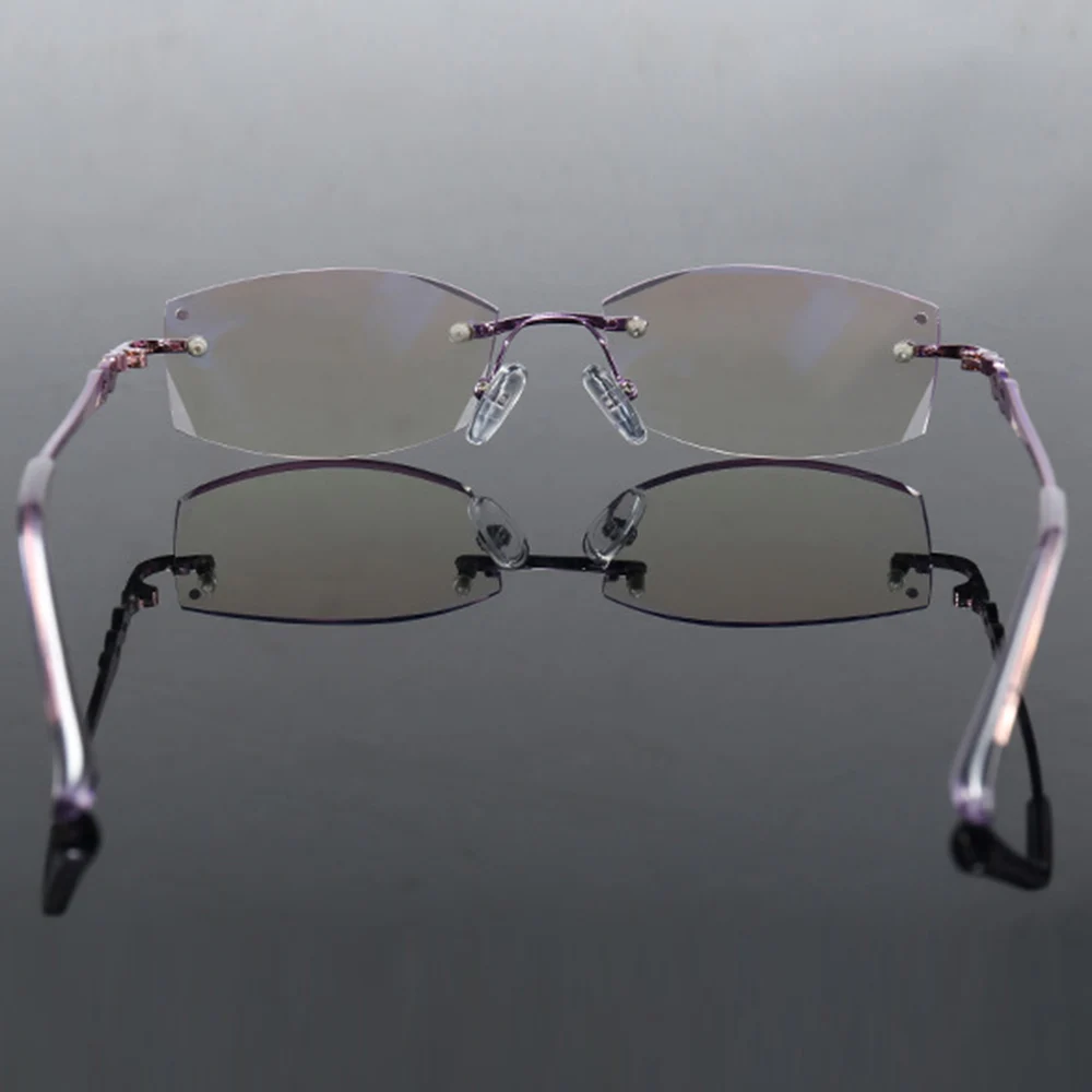 Titanium Frame Ultra Light Rimless Frame Diamond Cut Women luxury Reading Glasses +0.75 +1 +1.25 +1.5 +1.75 +2 +2.25 +2.5 to +4