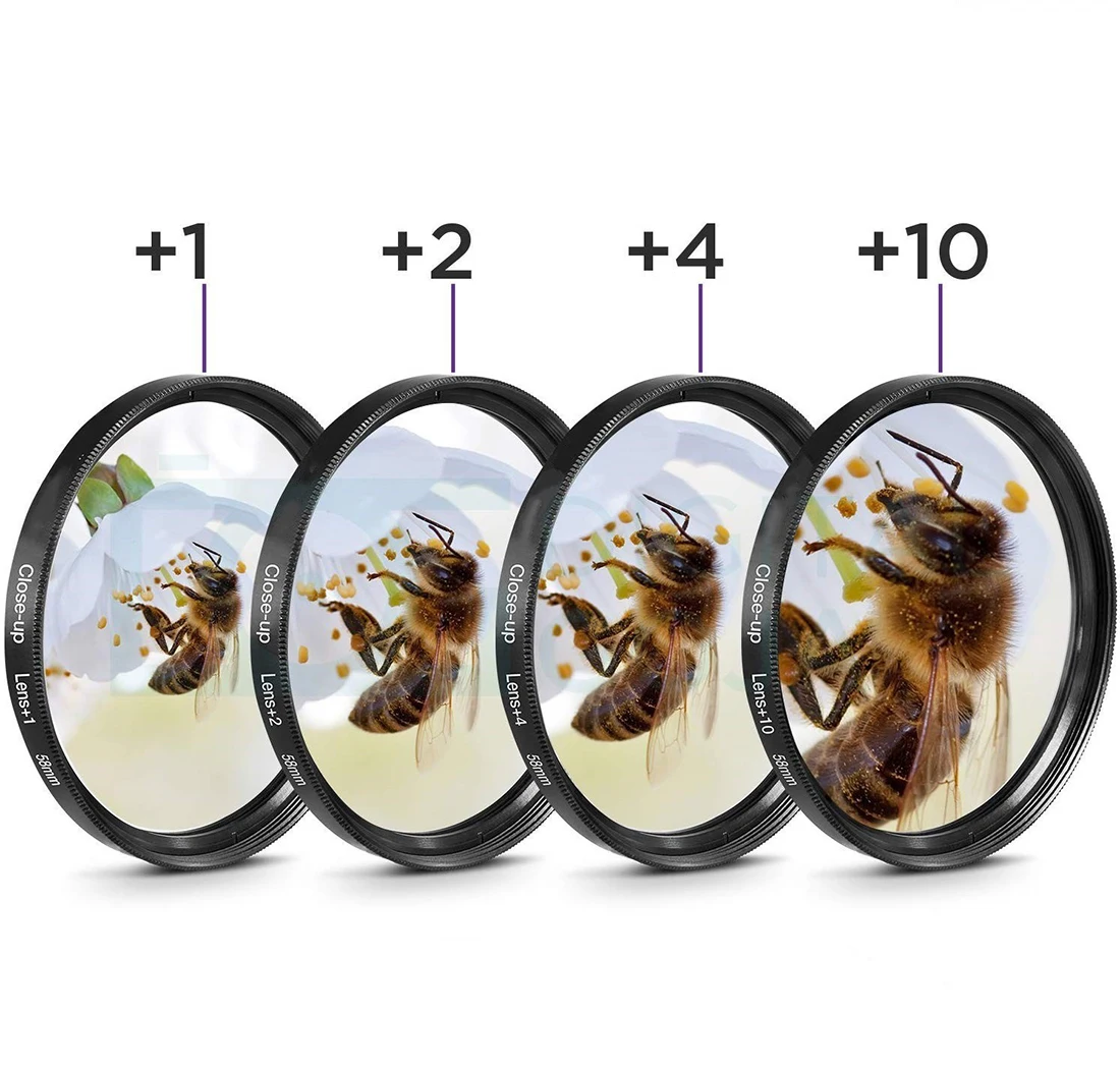 マクロクローズアップレンズフィルターキット、写真カメラ、キヤノン、ニコン、1、2、4、10、37mm、52mm、58mm、62mm、77mm