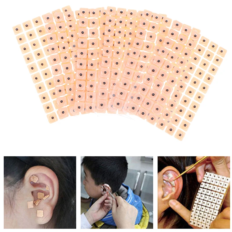 Hot 600pcs Disposable Press Needle Ear Seeds Acupuncture Vaccaria Plaster Bean Massagee Multi-Condition Ear Seed Acupressure Kit