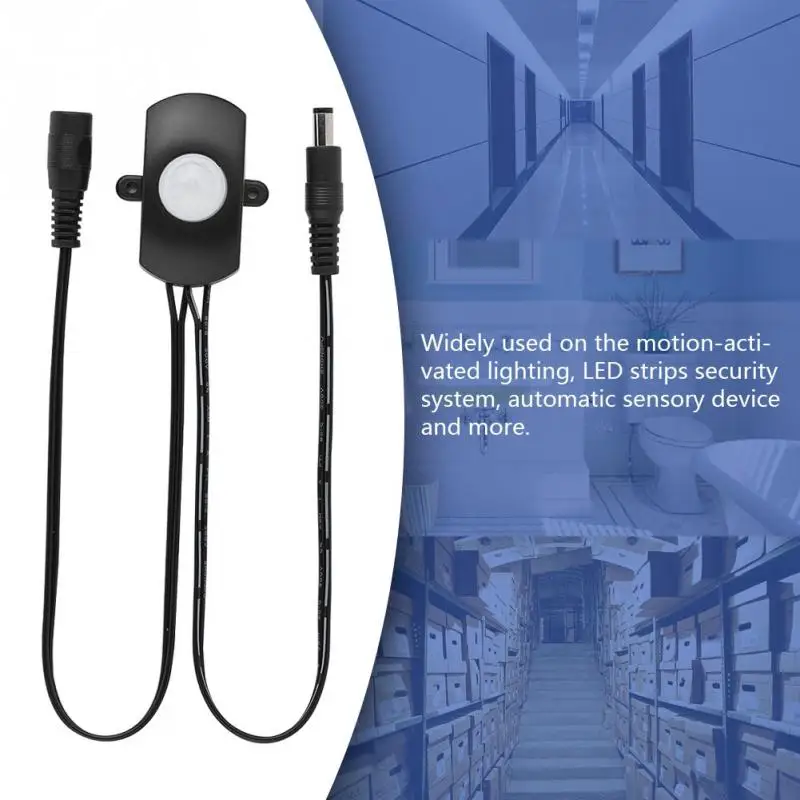 DC 12-24V 5A Mini Adjustable Auto PIR Infrared Motion Sensor Detector For LED Light Strip Switch lighting 5.5 DC plug