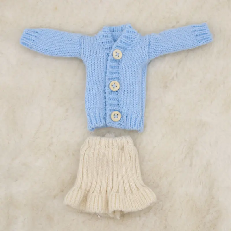 For 30 cm  outfit Doll Coat Clothes Knitted Handmade Cardigan Sweater Tops dress For 30 cm  1/6 Doll clothing Gifts Girls toy