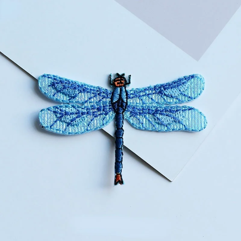 Lovely Dragonfly Embroidery Patch DIY Simple Fashion Iron-on Patches for Clothing Decorative Cloth Sticker T-shirt Bag Hat Decor