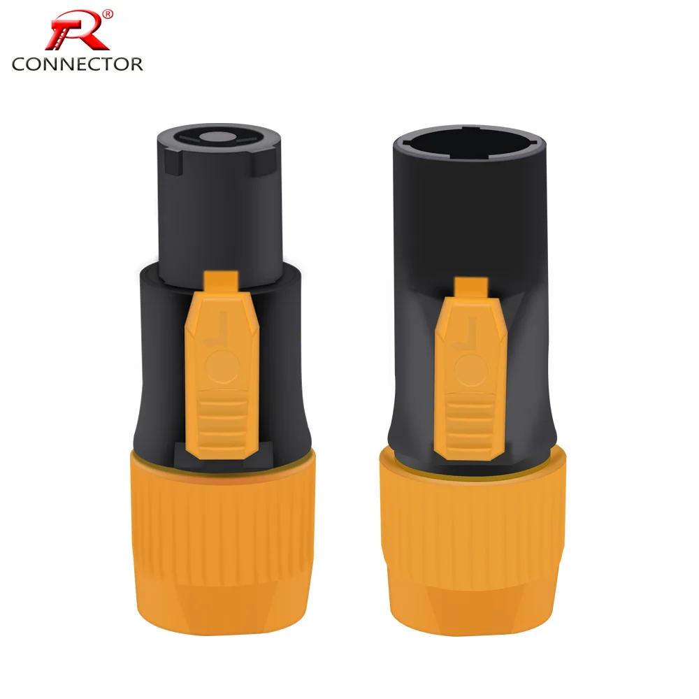 1pc Waterproof IP65 PowerCON Connector Male Plug Jack NAC3FX-W NAC3MX-W PA66 Material IP65 Grade Waterproof Black/Orange Color