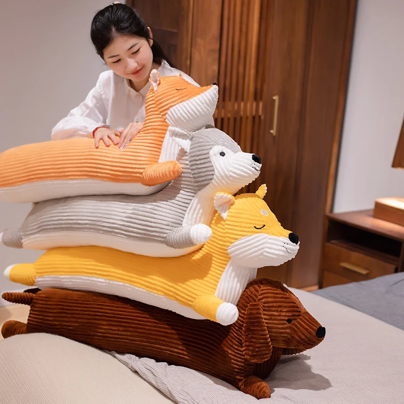 110cm Long Pillow Dog Cushion Shiba Inu Husky Back Cushion Comfortable Grey Long Cushion Birthday Gifts Home Decoration