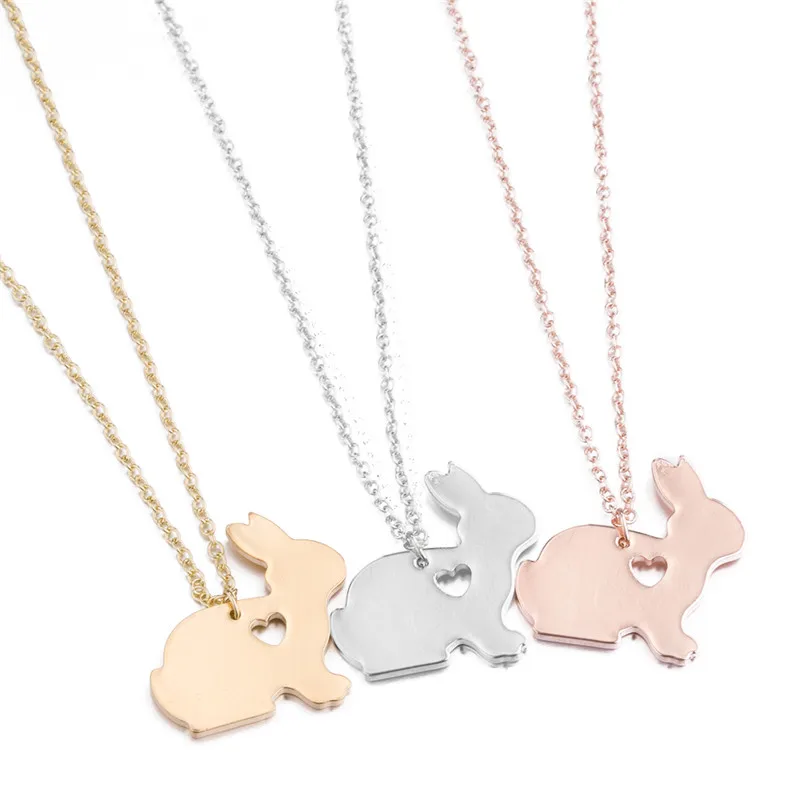 Cartoon Animal Choker Necklaces Stainless Steel Butterfly Rabbit Chihuahua Dog Pendant Necklace for Women Collares Bijoux Femme image 3