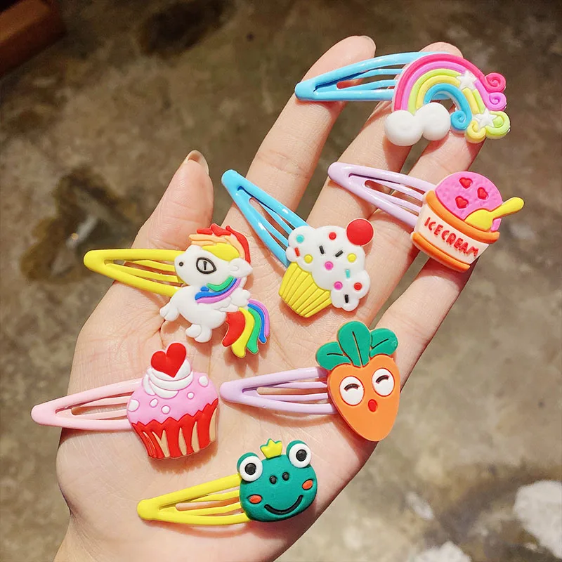 10 Teile/satz Neue Mädchen Nette Cartoon Eis Einhorn Haarnadeln Kinder Schöne Haar Clips Barrettes Stirnband Mode Haar Zubehör