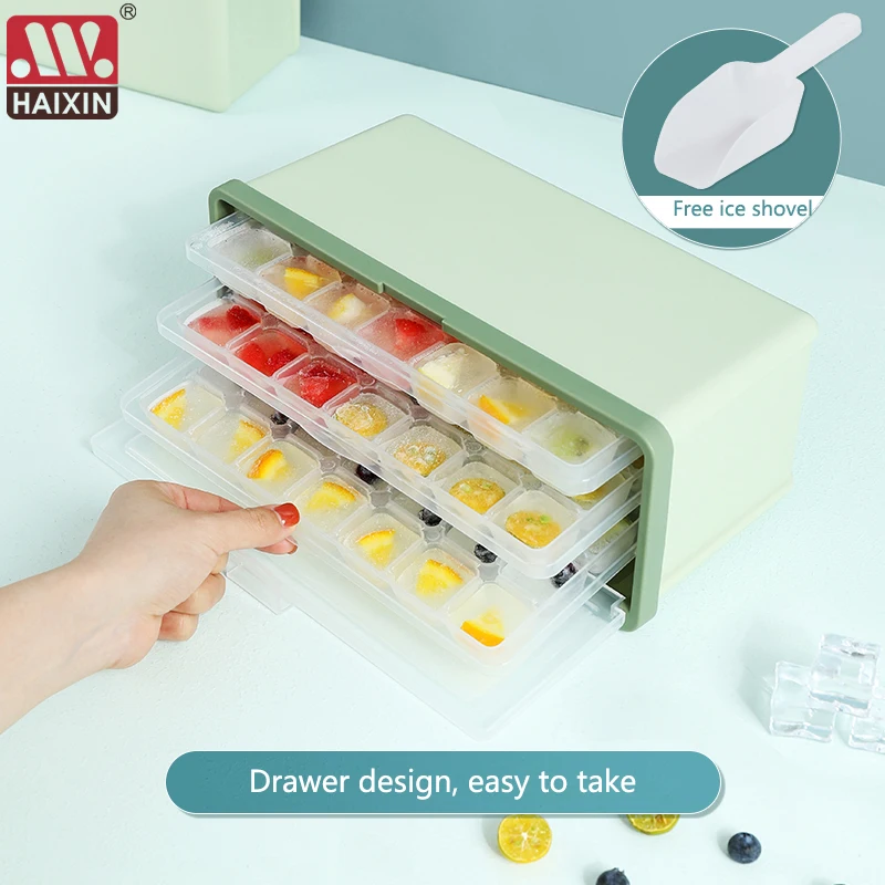 

Ice Cube Trays Silicon Bottom Ice Cube Storage Container Box With Lid Drawer type Ice Mold Makers For Cool Drinks Bar Accessorie