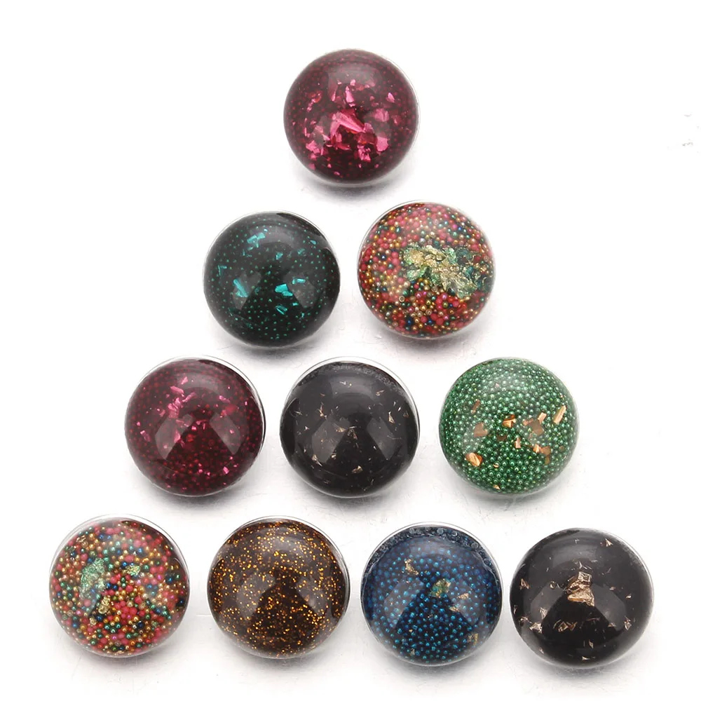 10Pcs/lot Mixed Style Flower Resin 18mm Snap Buttons Handmade Ginger Charm Fit 18mm 20mm Snap Bracelet Bangle Button Jewelry