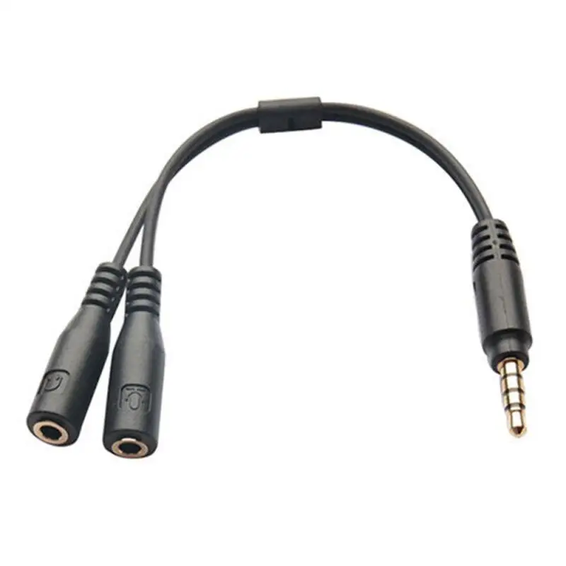 1Pc 3.5mm Stereo Audio Male To 2 Female Adapters Converters Headset Mic Splitter Cable Adapter Mobile Phone Accessories