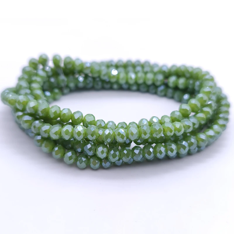 2 3 4 6 8mm Faceted Glass Green Crystal Round Beads Spacer Loose Beads for Jewelry Making Accessories Necklace Bracelet DIY