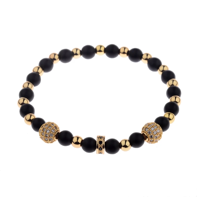 Charm Men CZ Zircon Pave Copper Ball Bracelet Homme 2020 Classic Round Stone Beads Gold Color Bracelets Party Fashion Jewelry