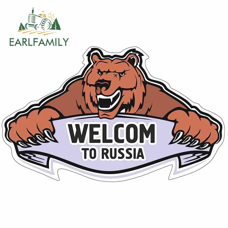 

EARLFAMILY забавный медведь автомобильные наклейки Добро пожаловать в Россию наклейки мультяшный Стайлинг автомобиля заднее лобовое стекло украшение багажника