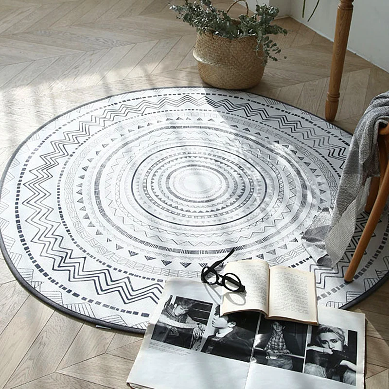 Nordic Moroccan Round Living Room Carpet Modern Dining Table Bedroom Rug Home Hanging Basket Mat Decor Computer Chair Cushion