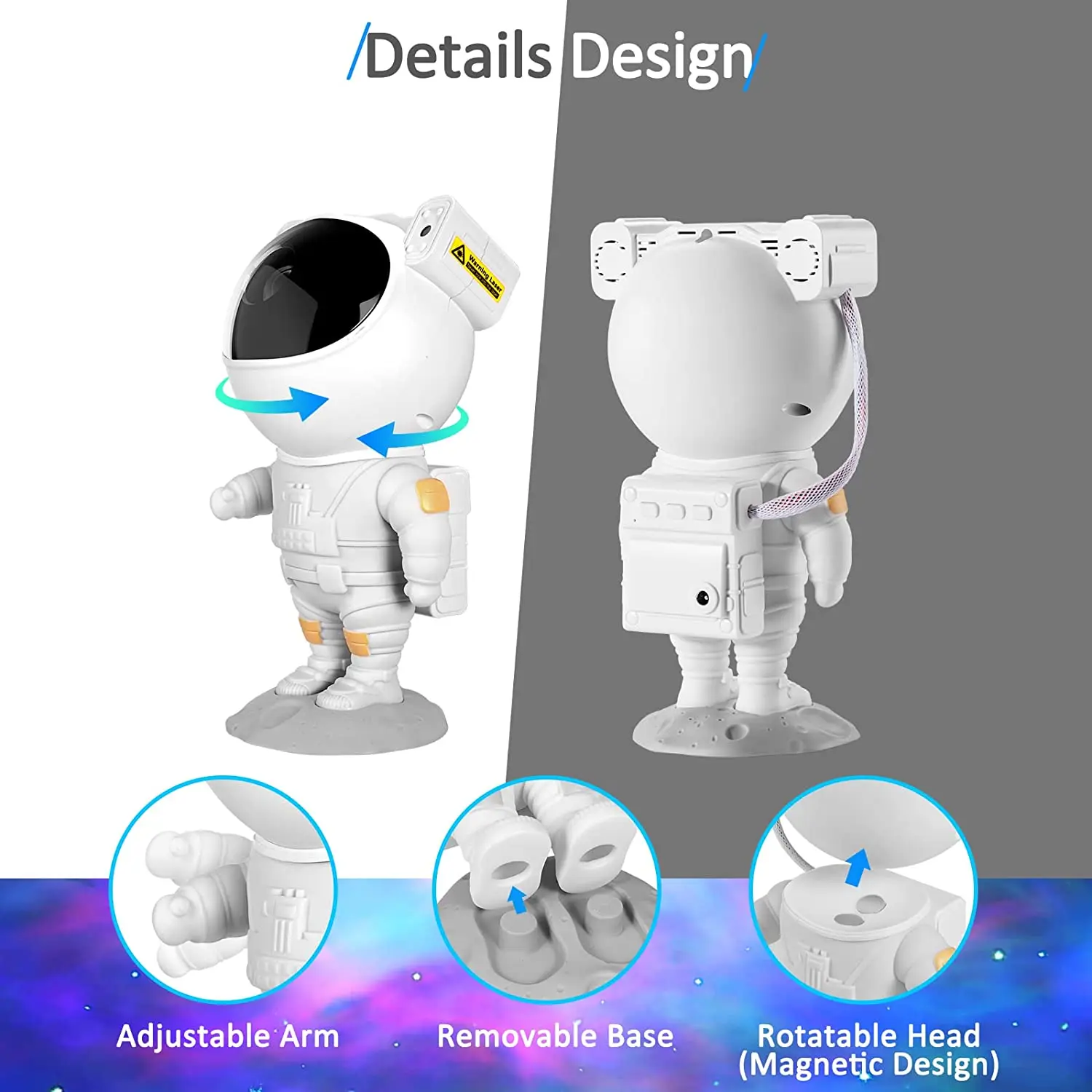 Rgb nebulosa estrelado galáxia astronauta projeção led night light lâmpada no quarto atmosfera decoração para meninos meninas presentes de