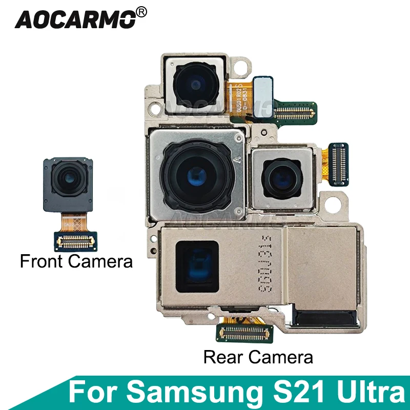 Aocarmo For Samsung Galaxy S21 Ultra S21U Front Face Selfie Back Ultra Wide Angle Telephoto Space Zoom Camera Module Flex Cable