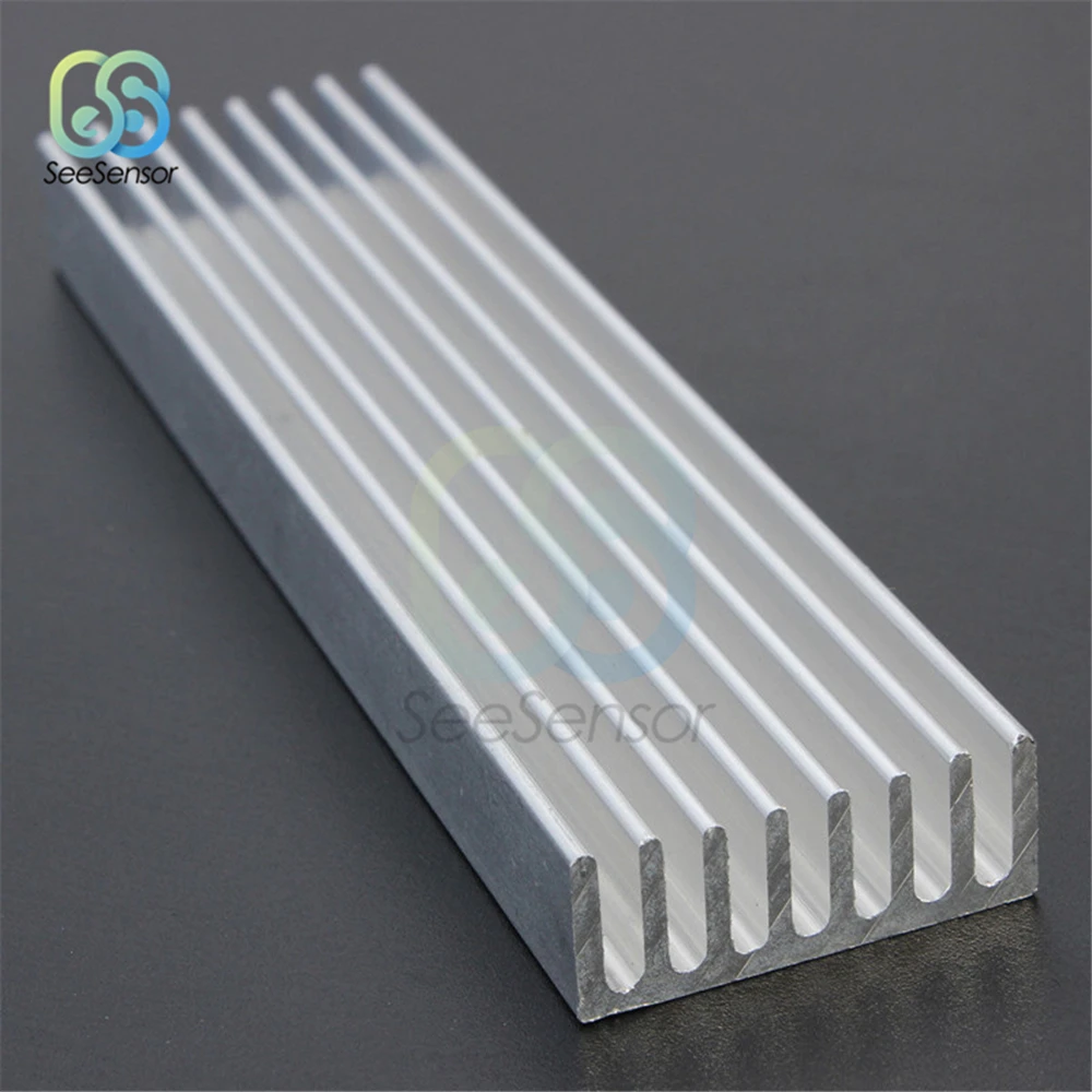 Durable Silver Aluminium Radiating Fin Cooling Heatsink for LED Power Transistor Electrical Radiator Chip 100x25x10mm 100x35x10m