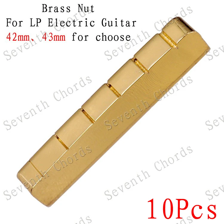 

10 Pcs/pack LP Guitar 6 String Slotted Brass Nut - Size 43 x 6 x 8-7.5mm