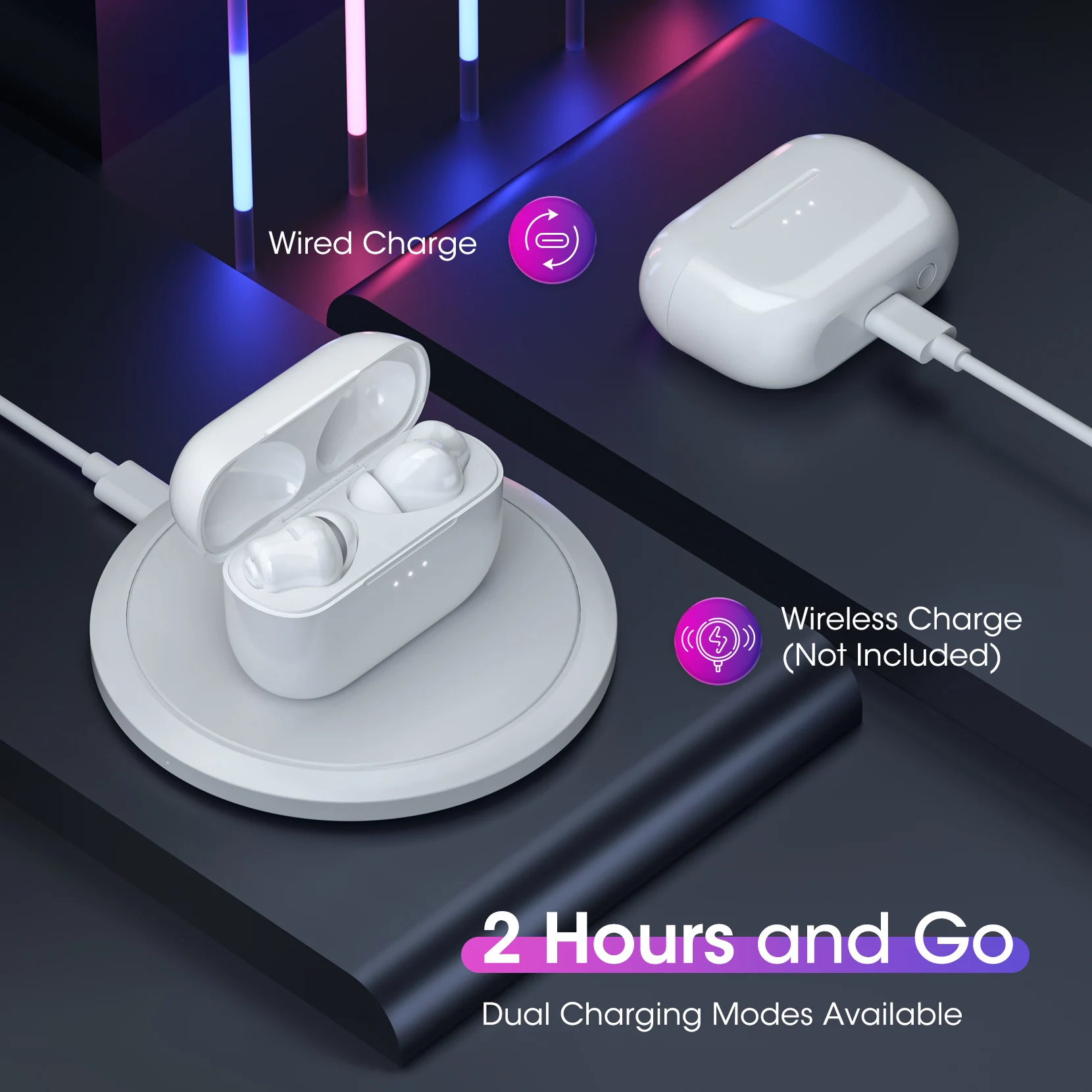 Mpow Mpods سماعات بلوتوث 5.0 لاسلكية IPX8 مقاوم للماء إلغاء الضوضاء سماعات مع 4 هيئة التصنيع العسكري و 35hours تشغيل آيفون 12