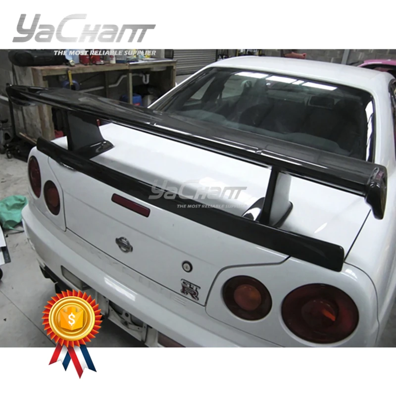 

Car-Styling Carbon Fiber Rear Trunk Spoiler Fit For 1999-2002 Skyline R34 GTT GTR OEM Rear Spoiler Wing With Jun Higher Legs