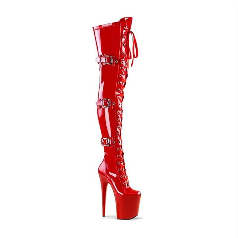 Botas altas rojas de red para mujer, botines por encima de la rodilla de alta calidad, 20CM, stiletto, 10CM, impermeables, novedad de invierno