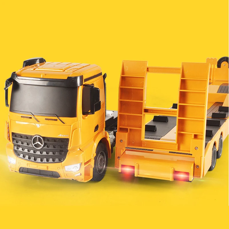 DOUBLE E RC Trailer Truck Car Model 2.4G Construction Tractor Trailer Remote Control Flipable Flatbed Vehicle Kids Toys for Boys