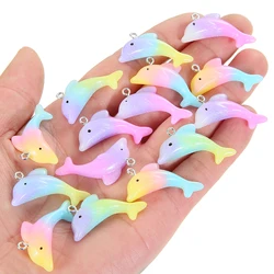 10pcs/pack Cute Charms Lovely Dolphin 33x17mm Resin Charms Pendants For DIY Earring Keychain Necklace Jewelry Accessories