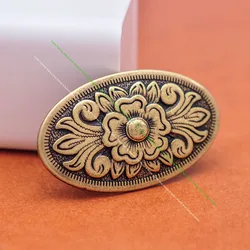 6pcs 43*26MM Western Diablo Gothic Celtic Flower Leathercraft Antique Brass Belt Oval Leather Belt Conchos Screw back