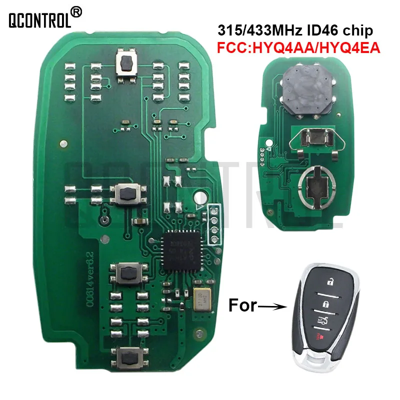 

QCONTROL 4 BT Car Remote Key Electronic Circuit Board for Chevrolet Camaro Equinox Cruze Malibu Spark 315/433MHz HYQ4AA HYQ4EA