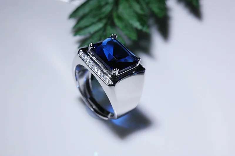 

Real 925 sterling silver inlaid colorful zircon European and American personality men's ring