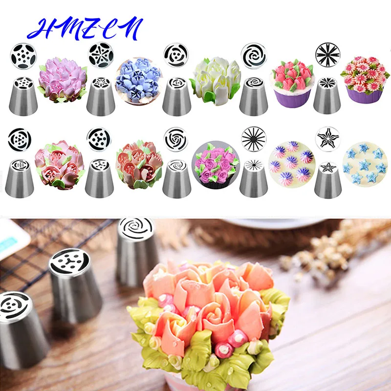 Russian Pastry Nozzles Tulip Icing Piping Cream Nozzles Tips 1Pcs Coupler Decorating Tips Set Cake Cupcake Decorator