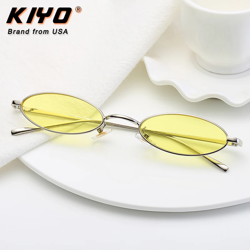 KIYO Brand 2020 New Women Men Oval Sunglasses Metal Classic Sun Glasses High Quality UV400 Driving Eyewear 2696