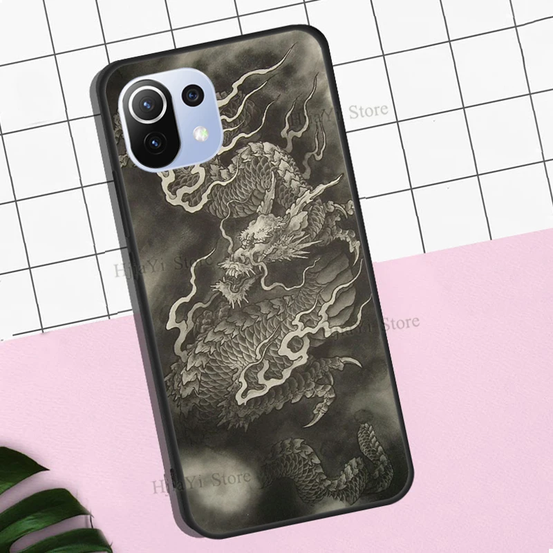 Ancient Japanese Dragon For Xiaomi Mi 11 Lite 9T 10T Pro A3 Mi Note 10 Lite Case For POCO F3 F2 M3 X3 Pro Fundas