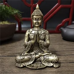 Thailand Buddha Statues Home Decoration Bronze Color Resin Crafts Meditation Buddha Sculpture Feng Shui Figurines Ornaments