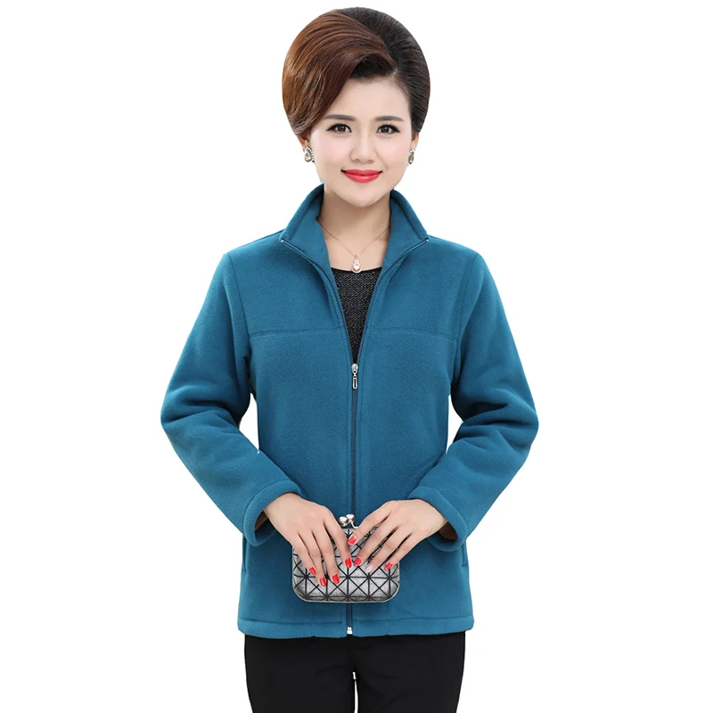 Women's Polar Fleece Sweatshirt Jacket, Thick Jacket, Casual Jackets, Outerwear for Mom, Autumn and Winter