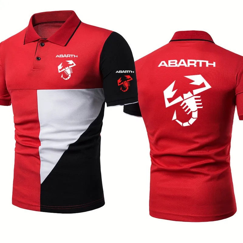 Fashion Casual Men\'s POLO shirt Abarth Car Logo Printing Summer Men\'s short sleeve Cotton Splicing High Quality short sleeve