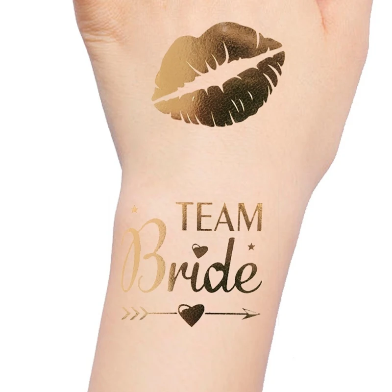 Team Bride Bachelorette Party Bridesmaid Tribe Team Temporary tattoo decoration Sticker Hen Night Golden Bride To Be wedding