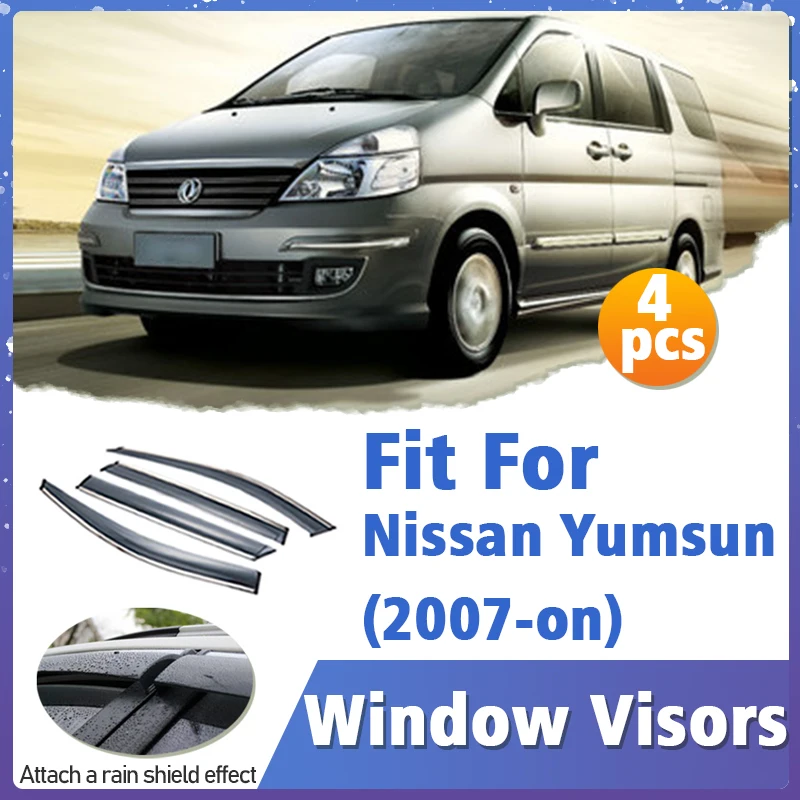 

Window Visor Guard for Nissan Yumsun 2007-on Vent Cover Trim Awnings Shelters Protection Sun Rain Deflector Auto Accessories