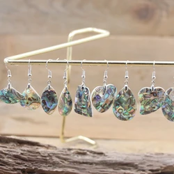 Natural Rainbow Abalone Shell Dangle Drop Earring Heart Shaped Paua Shell Eardrop Women Party Wedding Fashion Jewelry QC7012