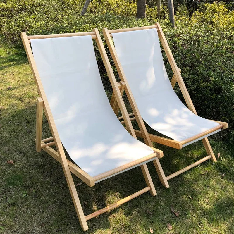 Solid wood beach chair wooden recliner folding chair Oxford canvas chair lunch break chair portable chair accompany chair easy c